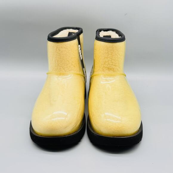 UGG Boots Womens 7 Yellow Beige Classic Clear Mini Ankle Shearling Waterproof - Picture 3 of 12